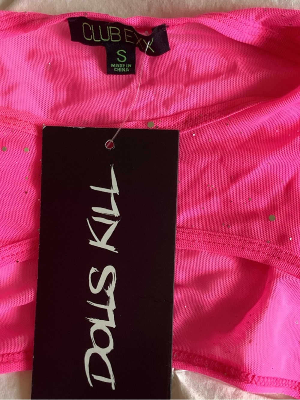Dolls Kill Neon Hot Pink Ruffled Mini Dress - Picture 7 of 7